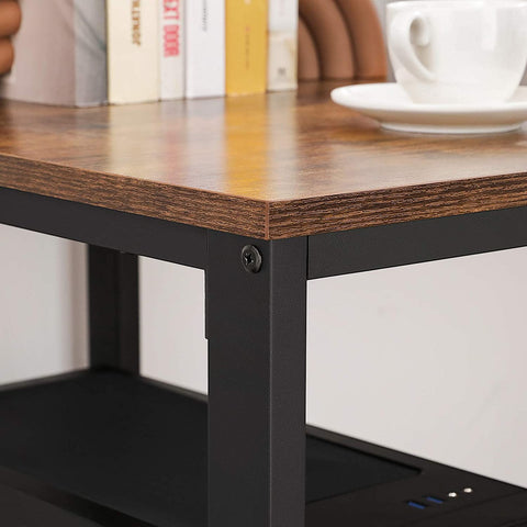 Rootz Desk - Computer table - Storage space - Industrial - Brown - Black - Processed Wood - Steel - 140 x 60 x 75 cm