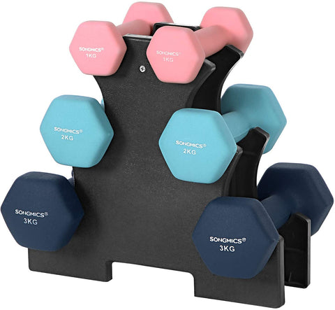 Rootz Halterset - Dumbbells - Halterstandaard - Hexagon - 2 x 1 kg - 2 x 2 kg - 2 x 3 kg