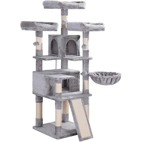 Rootz XL Scratching post for cats - Cat tree - 3 platforms - Gray - 55 x 55 x 172 cm