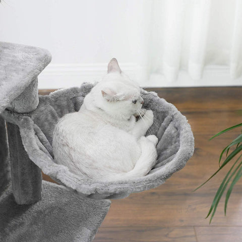 Rootz Multilevel Cat Tree - Cat Tower - Scratching Post - Climbing Tree for Cats - Light Gray - 50 x 40 x 110 cm
