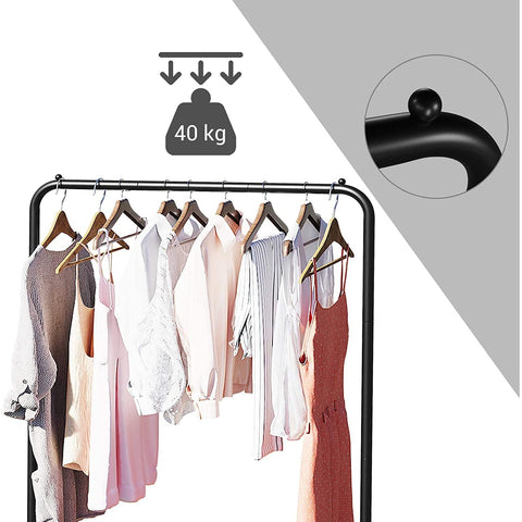 Rootz Clothes rack - Wardrobe rack - Coat rack - Wheels - Max 40 kg - Black - Metal - 92.5 x 40.5 x 158 cm