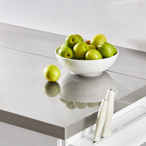 Rootz Extendable Kitchen Island - Cabinet Sideboard Kitchen - Storage Trolley with Stainless Steel Worktop