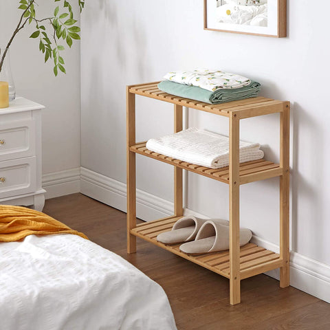 Rootz Bathroom Rack Bamboo - Storage Rack With 3 Layers
