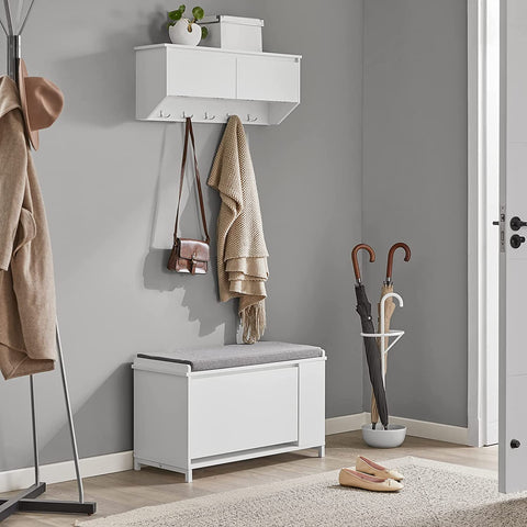 Rootz Wall Coat Rack Wall Shelf Wall Storage Cabinet Hallway Coat Rack with 2 Flip Doors 5 Hooks