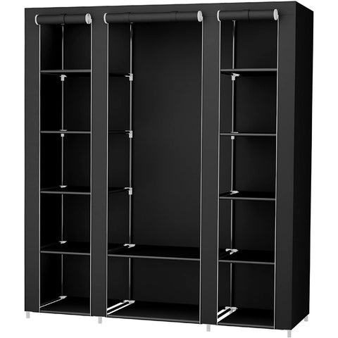 Rootz Wardrobe XXL Black - Foldable Wardrobe - Wardrobe