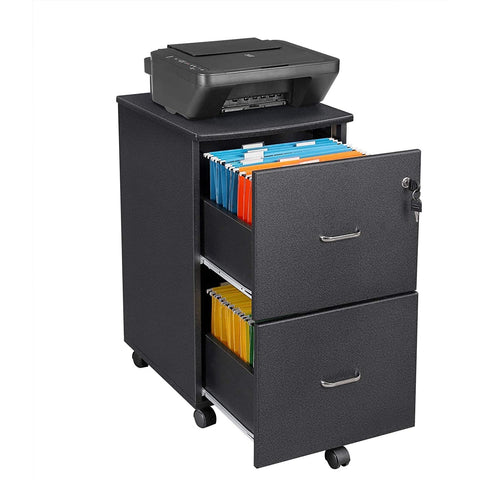 Rootz Drawer Unit Black - Steel Locker On Wheels - Office Cabinet - Roll Container - 71 x 51 x 16 cm