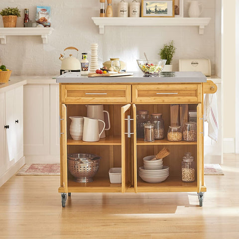 Rootz Extendable Kitchen Storage Trolley - Kitchen Cabinet - Cupboard - Sideboard Kitchen Island