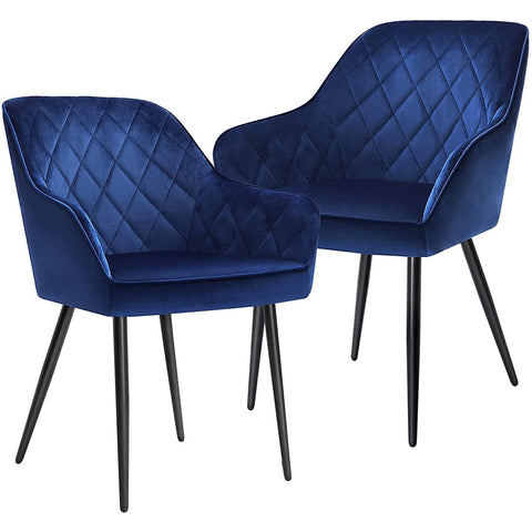 Rootz Dining Chairs - Set Of 2 - Kitchen Chairs - Upholstered - Velvet - Metal - Gray / Blue - 62.5 x 60 x 85 cm
