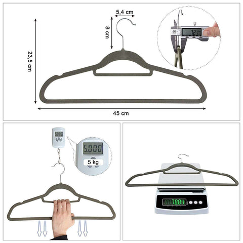 Rootz Coat Hangers - 100 Pieces - Anti-slip - Rotatable Metal Hook - Grey