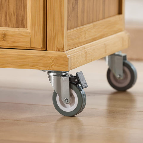 Rootz Kitchen Storage Trolley - Kitchen Island - Kitchen Cabinet - Cupboard - Sideboard with Stainless Steel Top