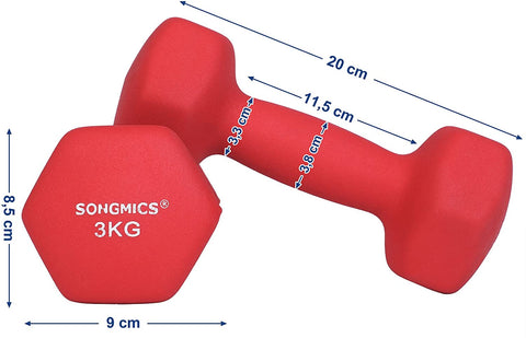 Rootz Dumbbells - Halterset - Set Van 2 - 2 x 3 kg - Rood - 20 x 9 x 8.5 cm