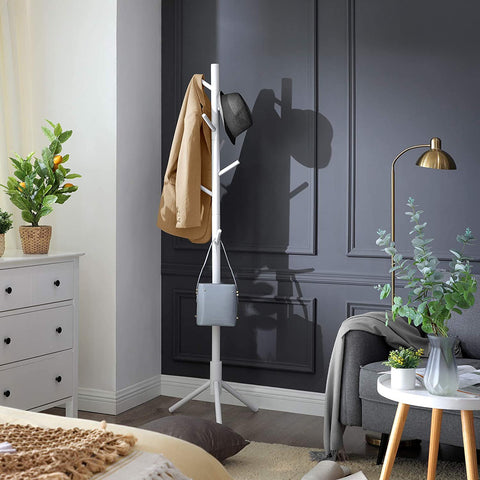 Rootz Coat rack - Freestanding - Clothes stand - Solid Wood - 8 Hooks - Tree-shaped - Gray / White - 47 x 47 x 175 cm