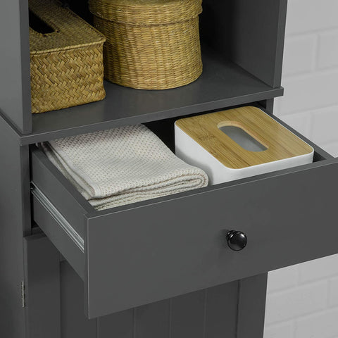 Rootz Tall Bathroom Cabinet - Bathroom Storage Cabinet with 3 Shelves, 1 Drawer, 1 Cabinet