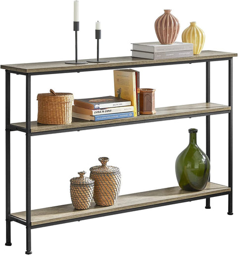 Rootz Console Table Hall Table Living Room Table Sofa Table Narrow Side Table End Table with 3 Shelves-W120 x D20 x H77cm