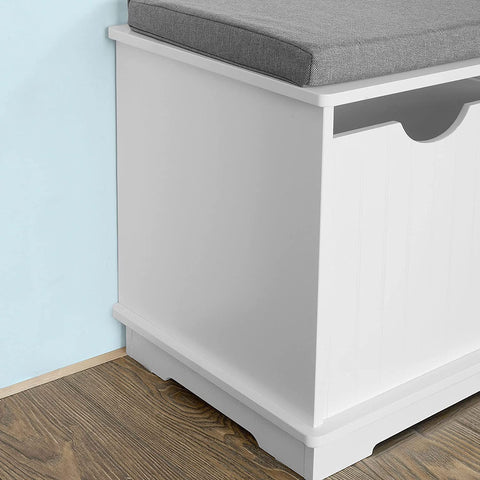 Rootz Storage Bench with 3 Drawers & Removable Seat Cushion - Shoe Storage Cabinet - White