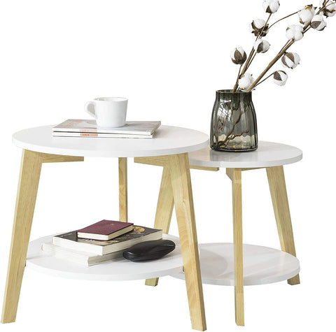 Rootz Set of 2 Side Tables with Storage - Living Room Tables - Coffee Tables Nesting Tables