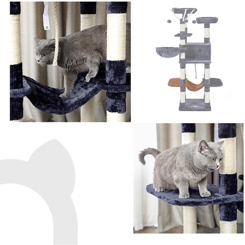 Rootz XXL Scratching post for cats - Cat tree - Smoke gray - 50 x 50 x 164 cm