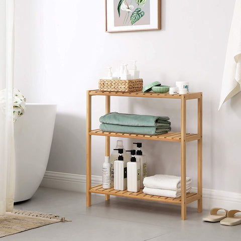 Rootz Bathroom Rack Bamboo - Storage Rack With 3 Layers
