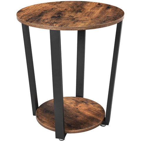 Rootz Side Table - Coffee Table - Coffee Table - Round - Industrial - Brown - Black - Processed Wood - Metal - 50 x 50 x 57 cm