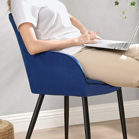 Rootz Dining Chairs - Set Of 2 - Kitchen Chairs - Upholstered - Velvet - Metal - Gray / Blue - 62.5 x 60 x 85 cm