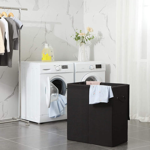 Rootz Black Laundry Basket - Laundry Baskets with Lid - Foldable - 69.25 x 39.4 x 5.6 cm