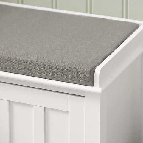 Rootz Shoe Storage Bench with 2 Doors & Removable Seat Cushion - Shoe Cabinet - White