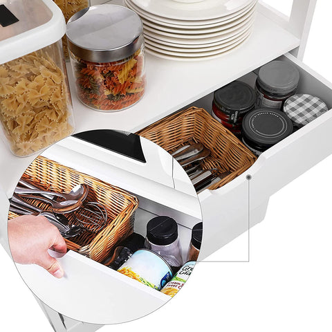 Rootz Storage Cabinet - High Cabinet - Bathroom Cabinet - 3 Open Compartments - 1 Drawer - 2 Doors - White - 60 x 32.5 x 154 cm