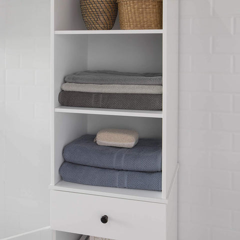 Rootz Tall Bathroom Cabinet - Bathroom Storage - Cabinet with 3 Shelves - 1 Drawer - 1 Cabinet