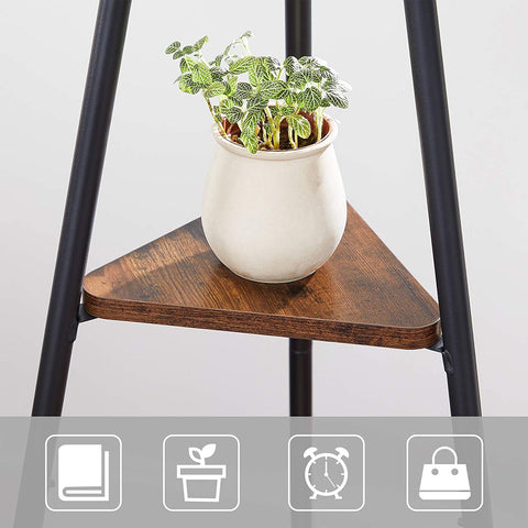 Rootz Coat Rack - Tree Shape - Industrial - 2 Shelves - 5 Hooks - Standing Coat Rack - Brown - Black