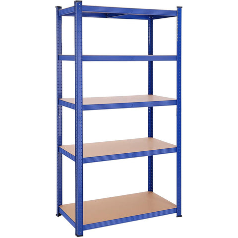 Rootz Shelving Unit - Workshop - Adjustable - Black/Blue - Metal - MDF - 200 x 100 x 50 cm