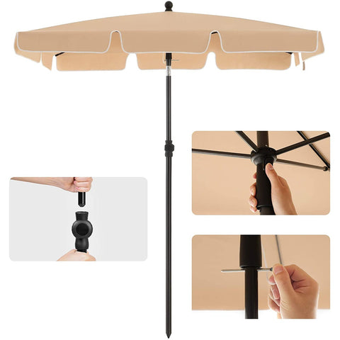 Rootz Parasol - Rectangular - Garden Parasol - Carry Bag - Tripod - Taupe - 2 x 1.5 m