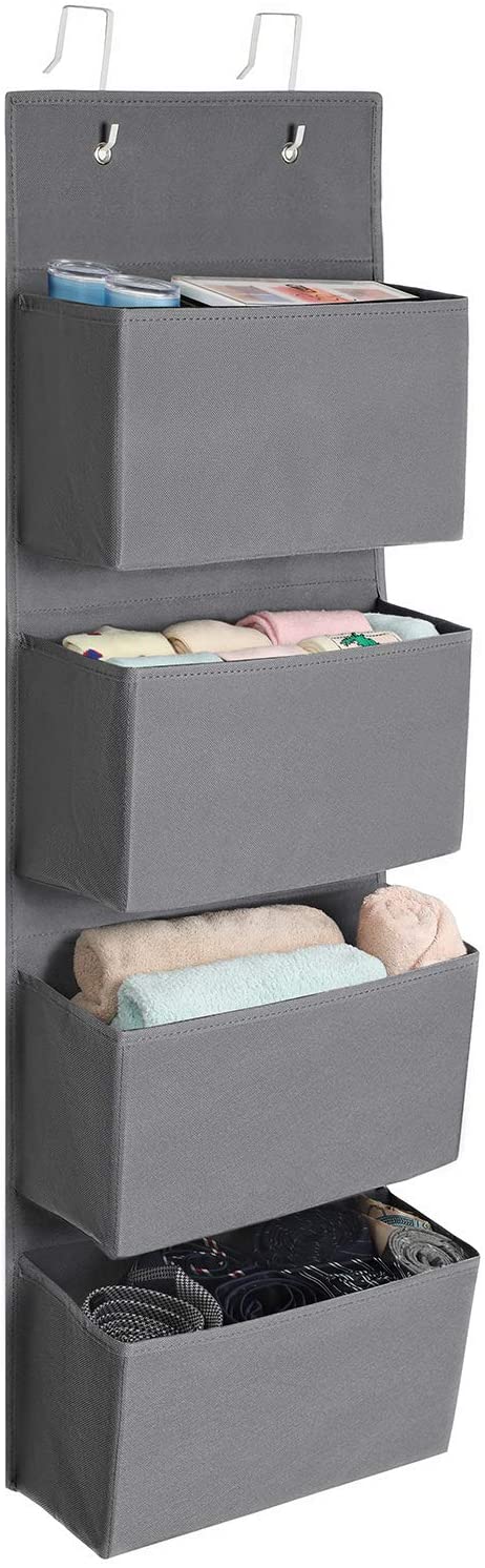 Rootz Door Organizer - Hanging - 4 Compartments - Storage Space - Gray - Plastic - Cardboard - 33.5 x 12 x 100 cm