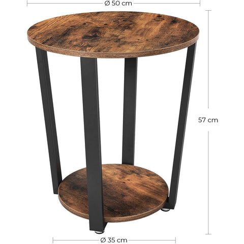 Rootz Side Table - Coffee Table - Coffee Table - Round - Industrial - Brown - Black - Processed Wood - Metal - 50 x 50 x 57 cm