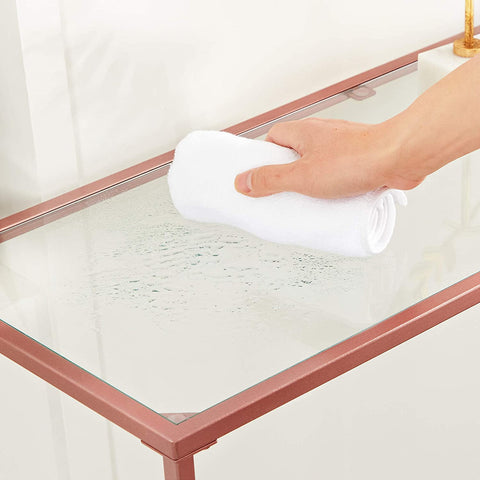 Rootz Coffee Table - Rectangular Glass Table - Golden Iron Frame - Side Table - Adjustable Legs - 100 x 35 x 80 cm (LxWxH)