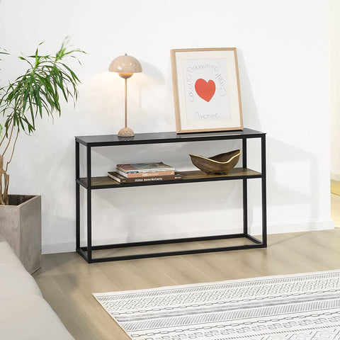 Rootz 2 Tiers Console Table - Hall Table - Living Room Table - Sofa Table - Side Table - End Table  with Glass Top