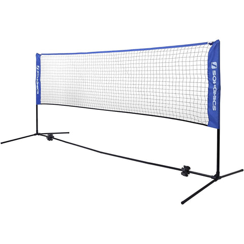 Rootz Badminton Net - Tennis Net - Adjustable Height - Iron Frame - Transport Bag - Blue - Black - Yellow