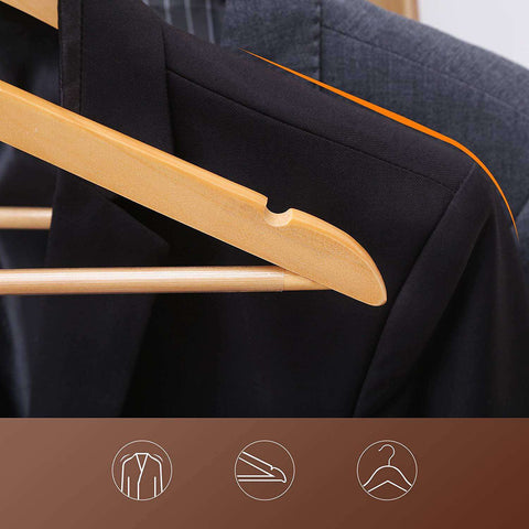 Rootz Maple Wood Clothes Hangers - 20 Pieces - 360 Degree Hanger - Clothes Hanger Coat, Pants - Clothes Hangers
