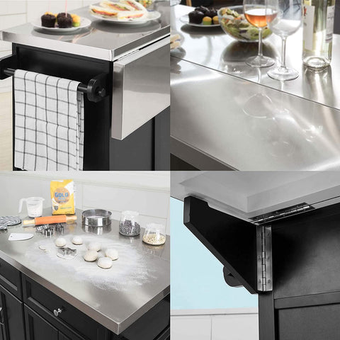 Rootz Extendable Kitchen Storage Trolley - Kitchen Cabinet Cupboard - Sideboard - Kitchen Island