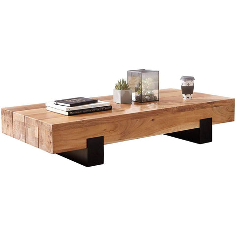 Rootz Coffee Table Wood - Living Room Table - Coffee Tables Brown - Metal Frame - 130 x 25 x 59 cm