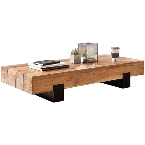 Rootz Coffee Table Wood - Living Room Table - Coffee Tables Brown - Metal Frame - 130 x 25 x 59 cm