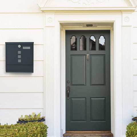 Rootz Letterbox - Wall letterbox - Lock - Lid - Newspaper compartment - Nameplate holder - Lockable - Anthracite - 30.5 x 9.5 x 33.3 cm
