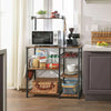 Rootz Kitchen Shelf with Metal Basket - Baker's Shelf with 6 S-Hooks and Shelves - Microwave Shelf - Spice Rack - Rack for Pots and Pans, Industrial Design