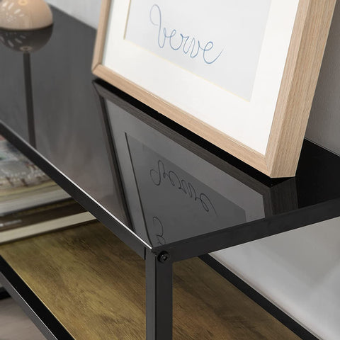 Rootz 2 Tiers Console Table - Hall Table - Living Room Table - Sofa Table - Side Table - End Table  with Glass Top