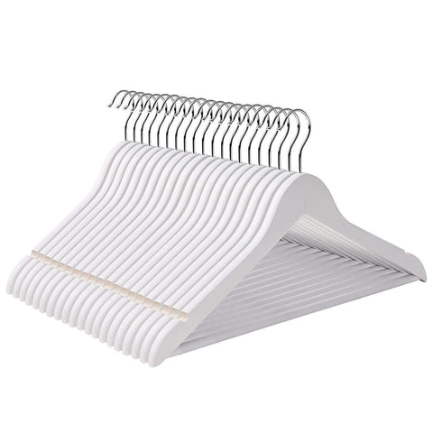Rootz Clothes Hangers With Shoulder Notches - White - 44.5 x 1.2 x 23 cm