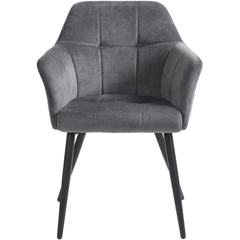 Rootz Dining chair - Kitchen chair - Upholstered - Metal - Velvet - Gray - Black - 61 x 60 x 86.5 cm