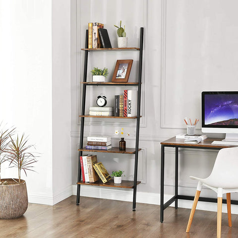 Rootz Wall rack - Bookcase - Wall cabinet - 5 shelves - Brown-Black - 64 x 34 x 186 cm