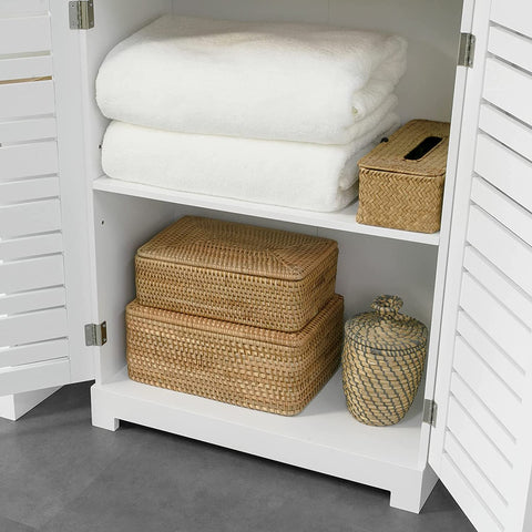 Rootz Bathroom Tall Cabinet - Tall Cupboard - Storage Cabinet with 3 Shelves and 2 Doors -  W60 x D30 x H160cm