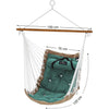 Rootz Hanging chair - Cushion - Monkey swing - Bamboo stick - Green - Khaki - Linen - 70 x 120 cm