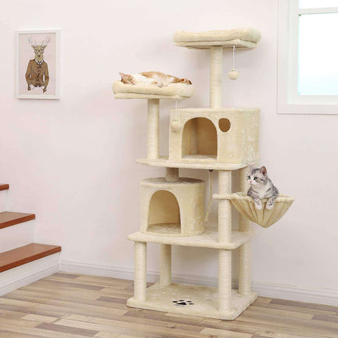 Rootz Climbing Tree For Cats - Scratching Post - Cat House With Hammock - Cat Tree XL - Cat House - Scratching Post - Scratching Posts for Cats
