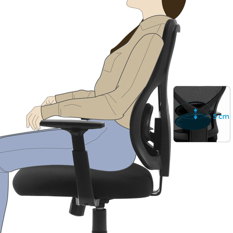 Rootz Ergonomic office chair - Adjustable armrests - Rocker function - Breathable mesh - Load capacity 120 kg - Black